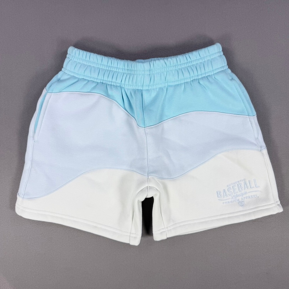 Baseball Lifestyle 101 Boys Youth Small Blue White Colorblock Fleece Gym Shorts